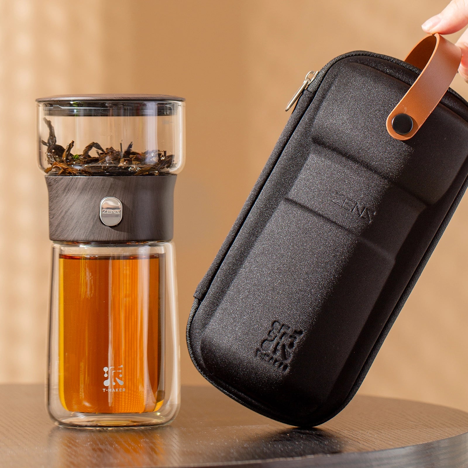 Smart Tea Maker with 9 Oz Tea Cup & Portable Bag Walnut