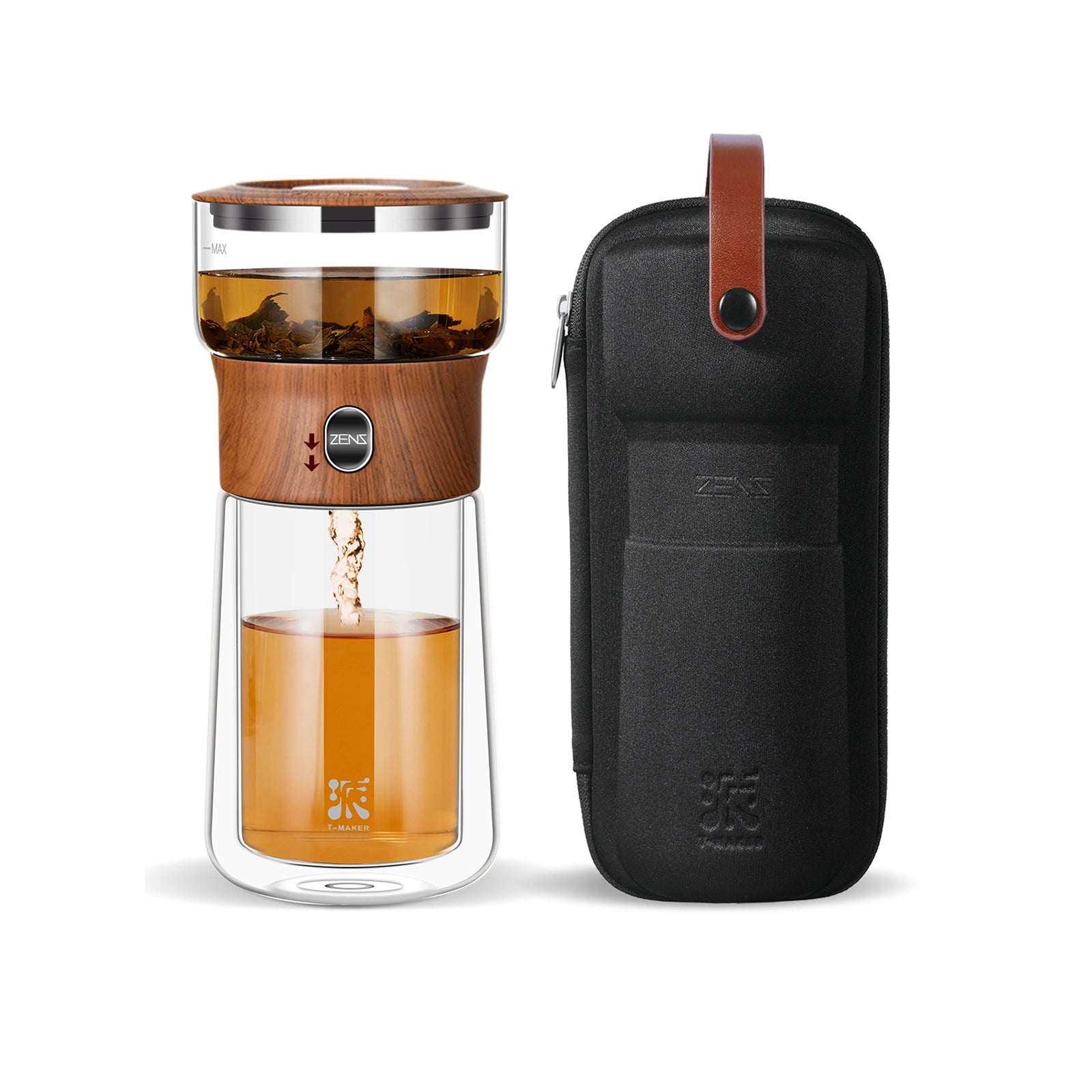 ZENS Novelty Teakwood Smart One Touch Tea Maker