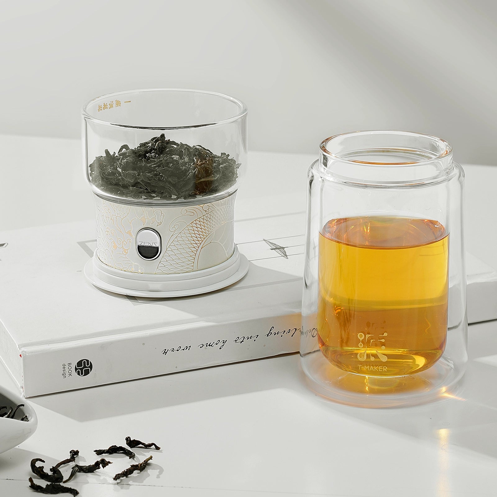 Smart Tea Maker with 9 Oz Tea Cup & Portable Bag White Dragon