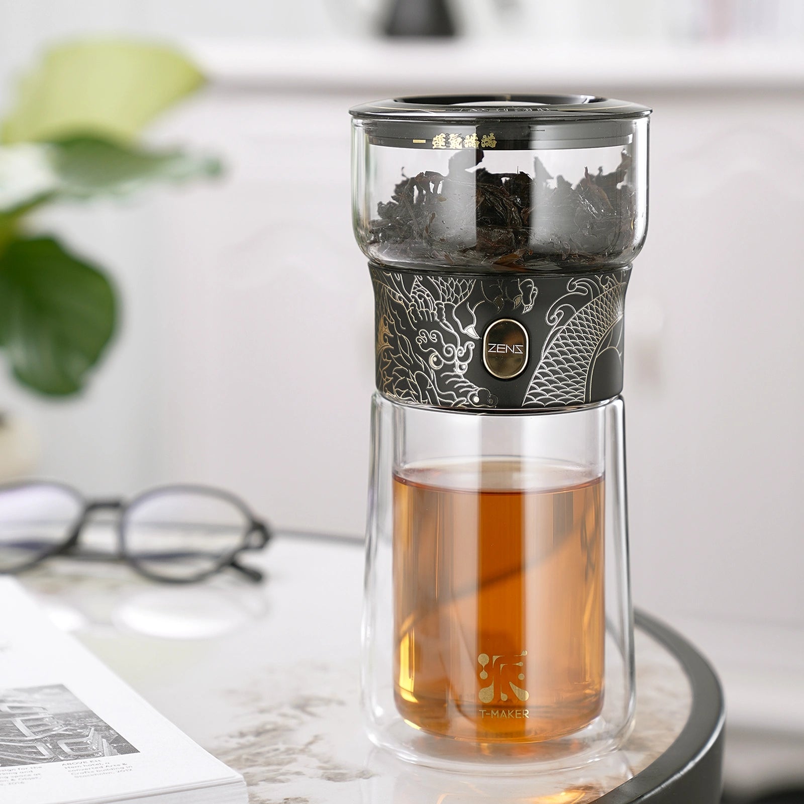 Smart Tea Maker with 9 Oz Tea Cup & Portable Bag Black Dragon