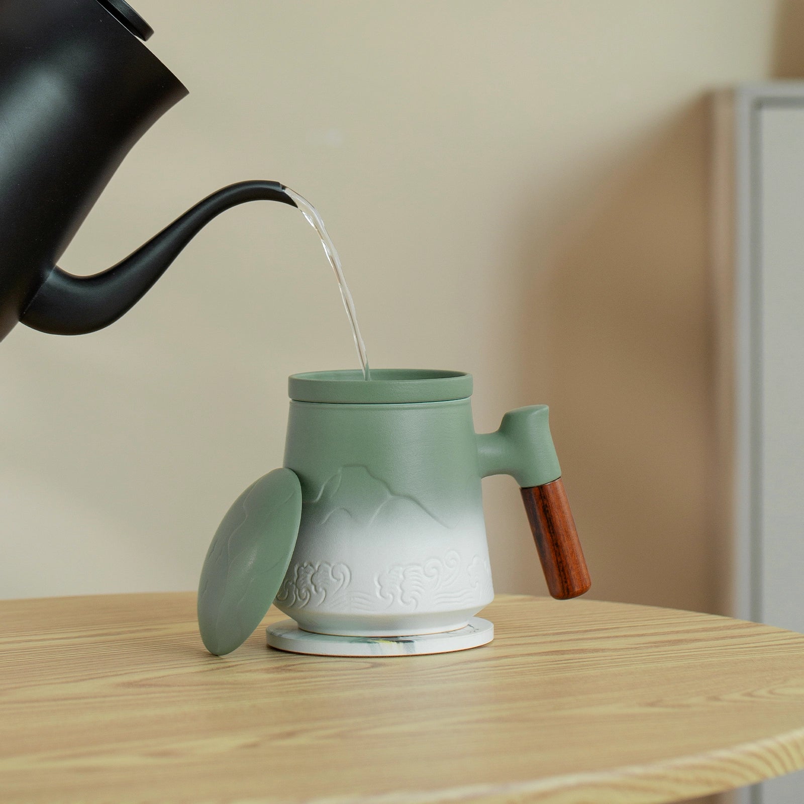 Tea Infuser Mug & Coaster 15 Oz