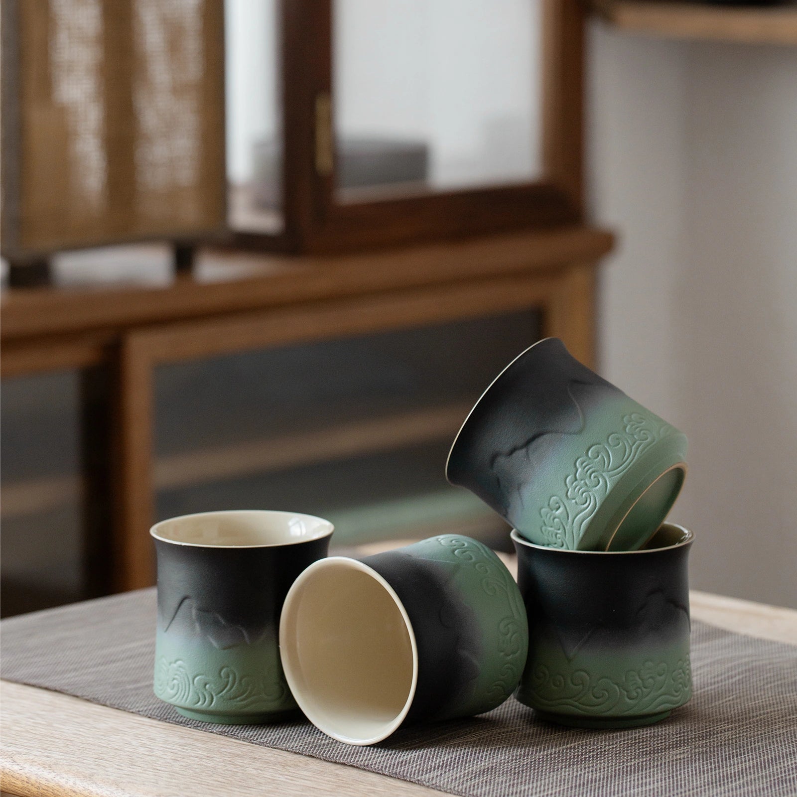Shanhai Series 8 Oz Japanese Tea Cup Set Pea Green