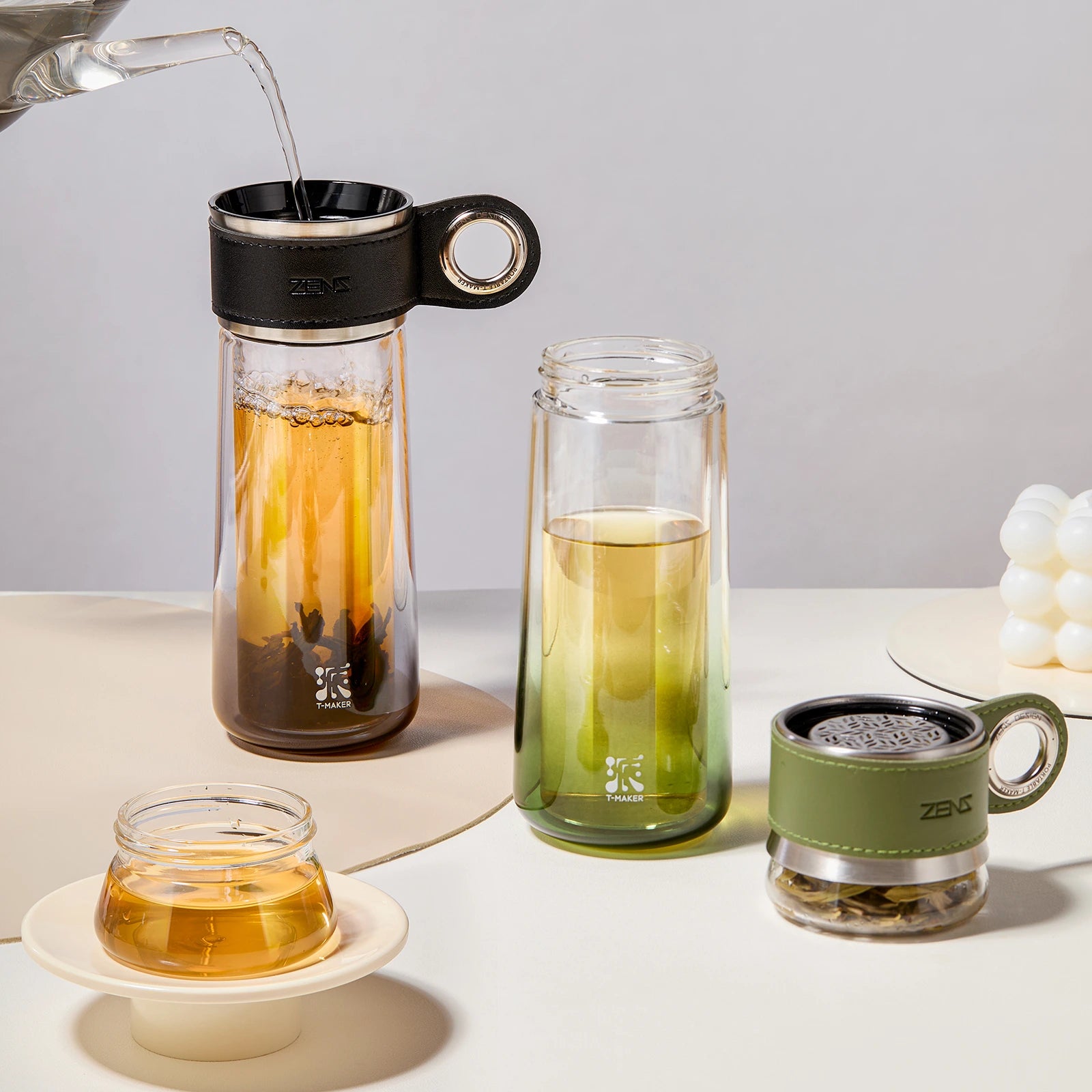 10 Oz Portable Tea Maker for Tea-Water Separation Gradient Green