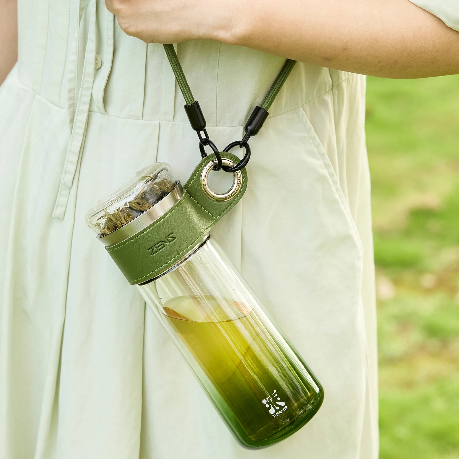 10 Oz Portable Tea Maker for Tea-Water Separation Gradient Green