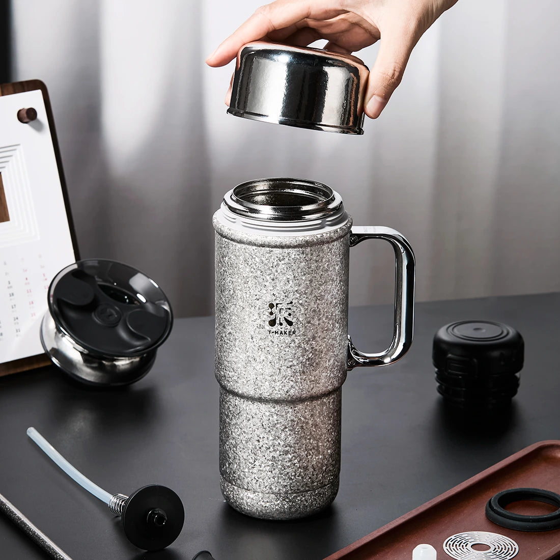 20 Oz On-the-Go Pure Titanium Tea Tumbler Vacuum Insulated Silver