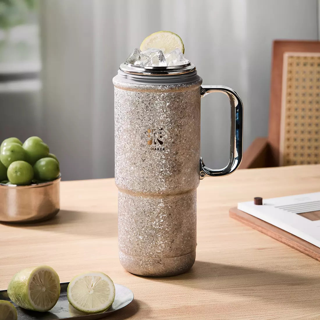20 Oz Travel Pure Titanium Tea Tumbler Vacuum Insulated Golden