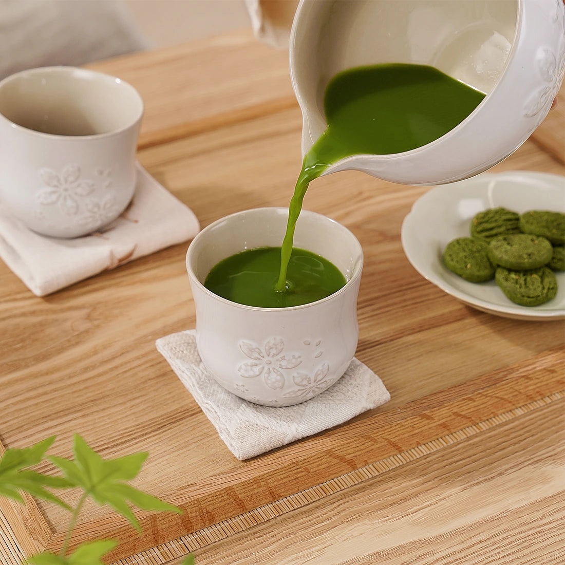 Matte Japanese Tea Cups Set 6.8 Oz Sakura Design White
