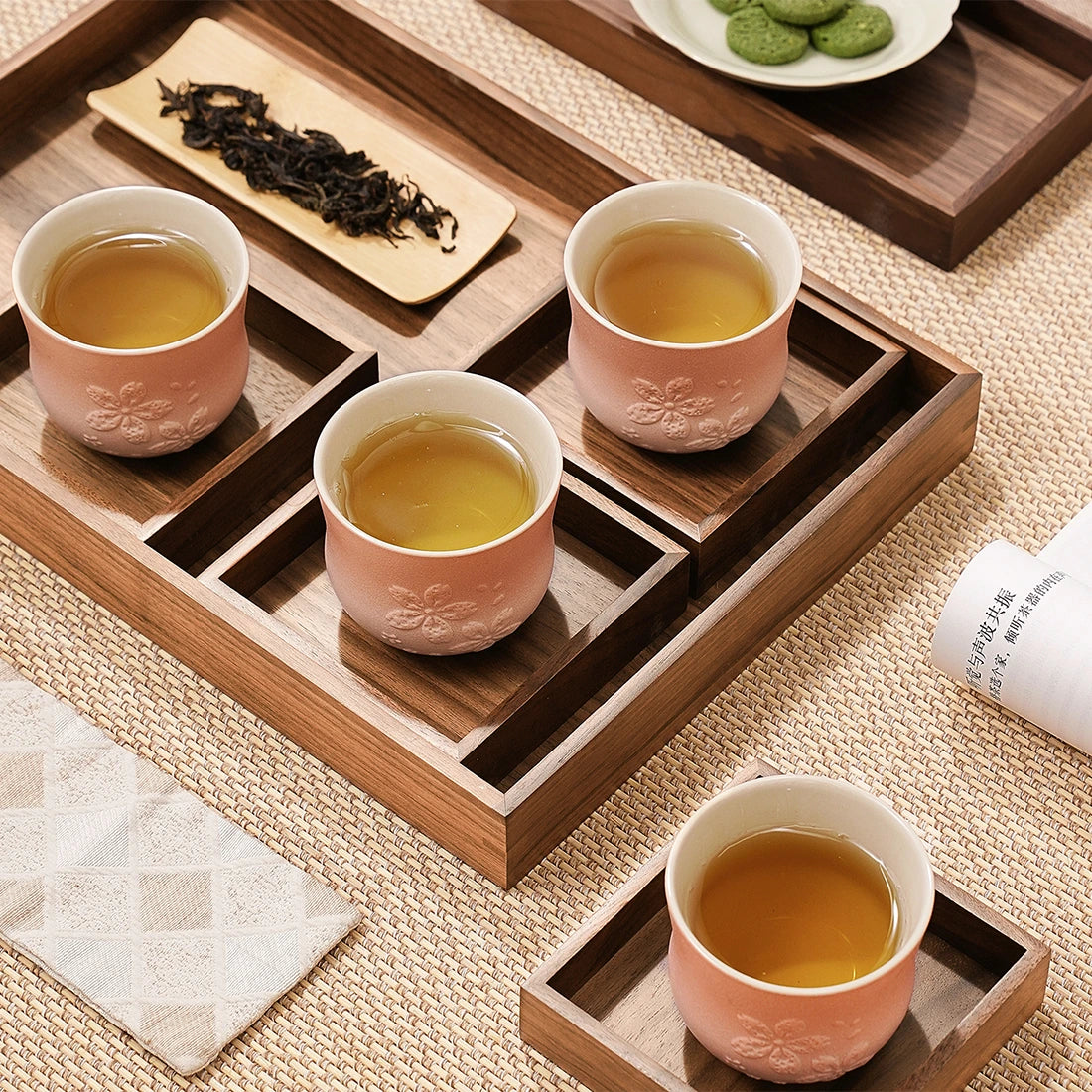 Matte Japanese Tea Cups Set 6.8 Oz Sakura Design Pink