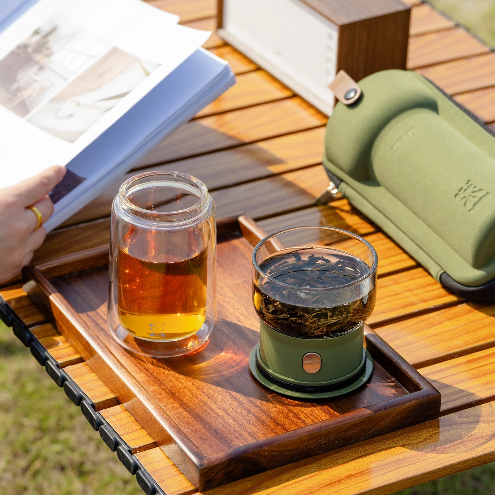 Smart Tea Maker with 9 Oz Tea Cup & Modern Bag Army Green