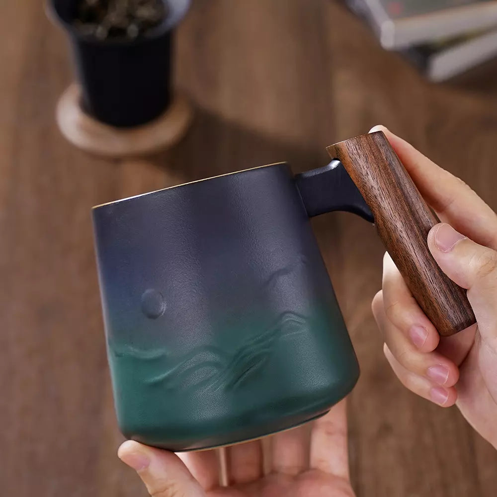 Tea Strainer Cup & Infuser 14.5 Oz Black & Army Green