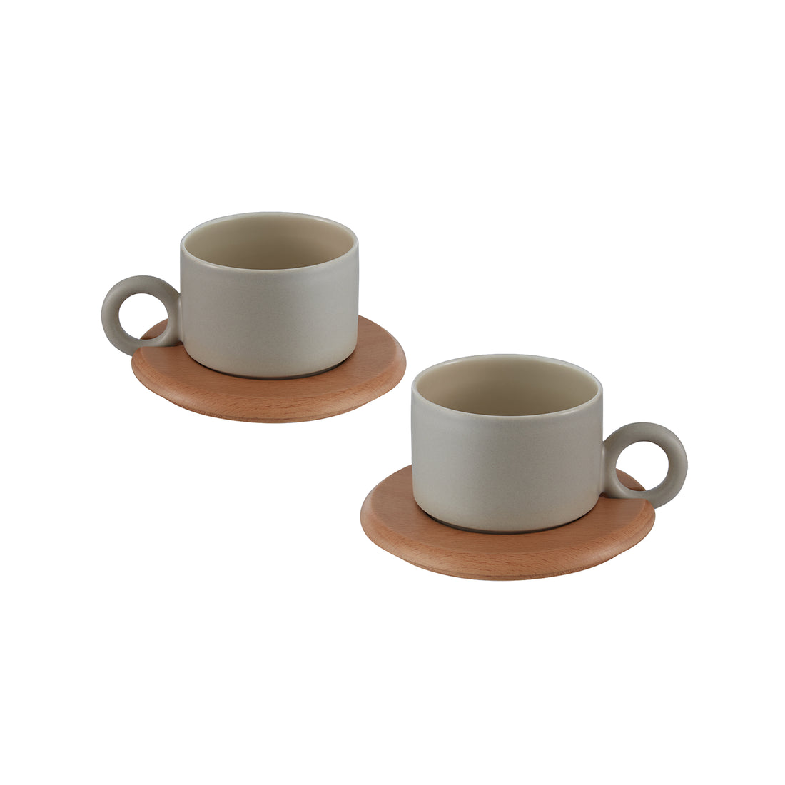 Nendo Plank Series Coffee Cup and Saucer Set - Dark grey