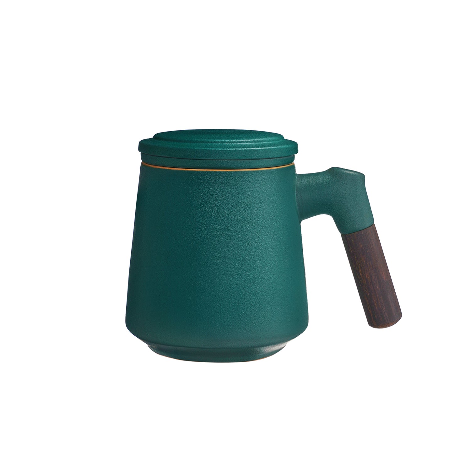 Matte Ceramic Tea Infuser cup 14.5 Oz Dark Green