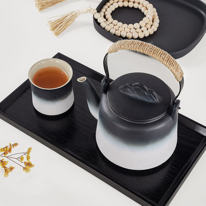 ZENS Gradient Embossed Mountain View Ceramic Tea Set