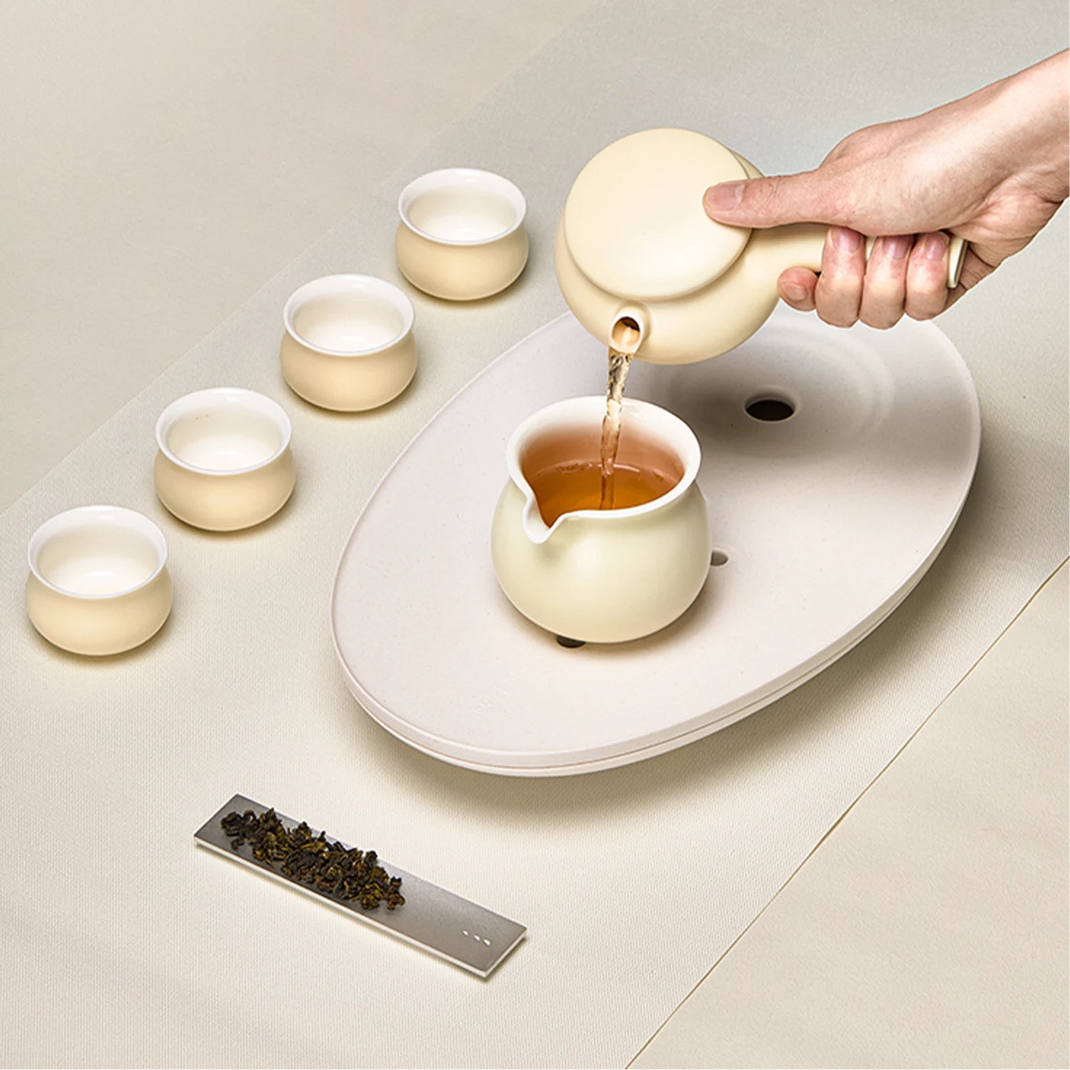 ZENS Smooth Yellow Ceramic Traditional Kongfu Tea Set