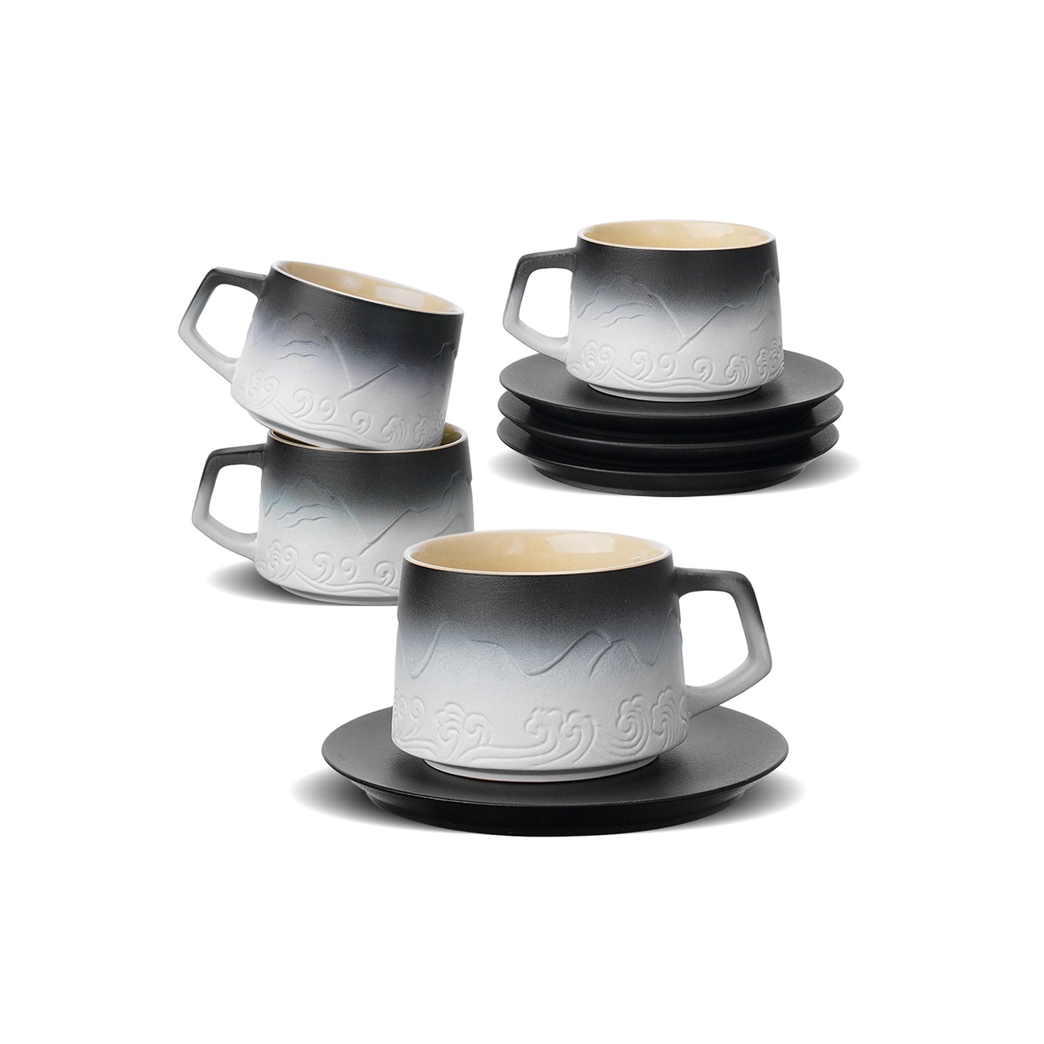 ZENS  8oz Cappuccino Cups Set of 4 Gradient White