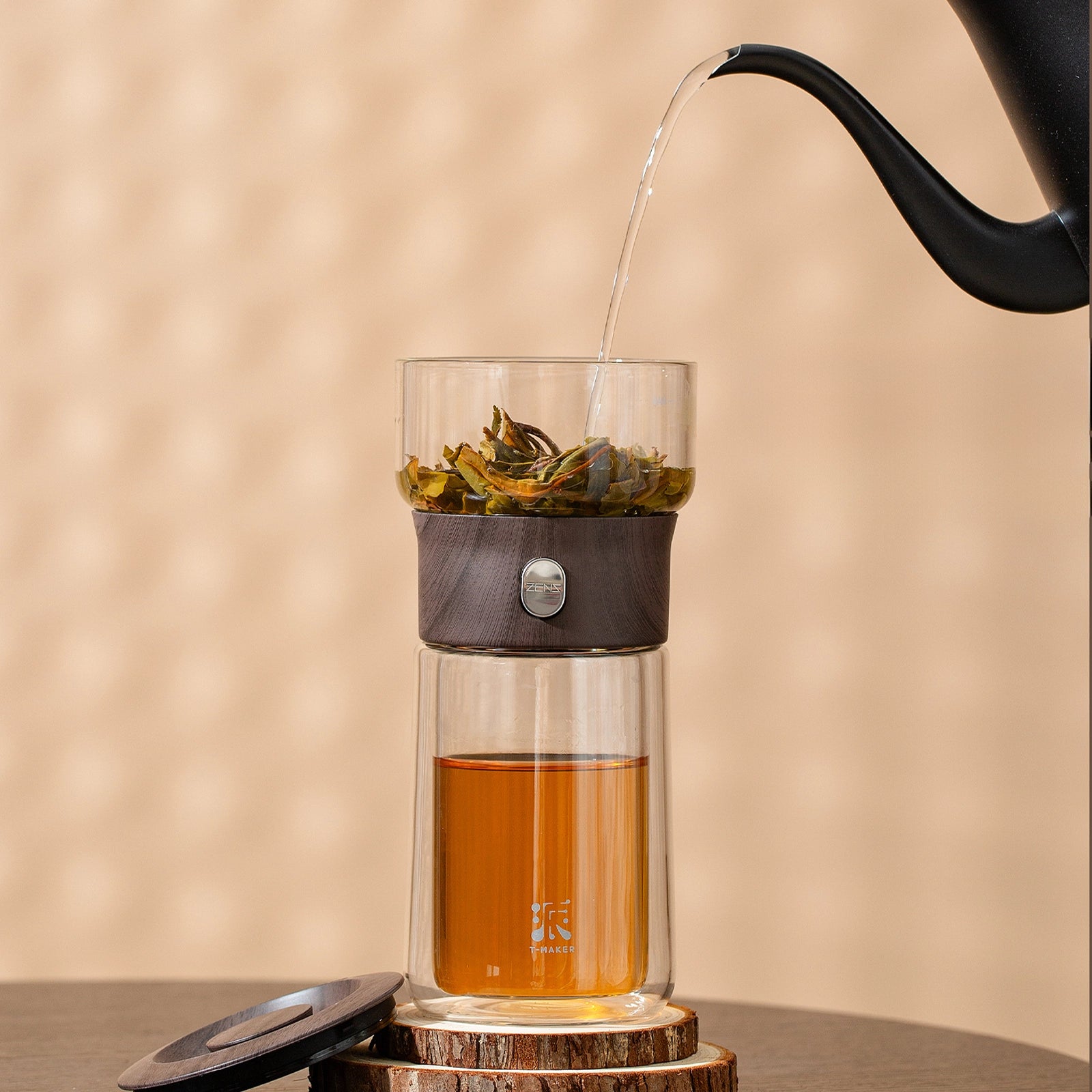 Smart Tea Maker with 9 Oz Tea Cup &amp; Portable Bag Walnut