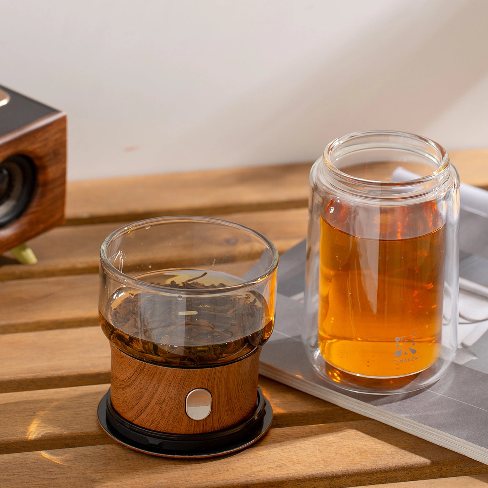 ZENS Novelty Teakwood Smart One Touch Tea Maker