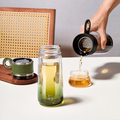 10 Oz Portable Tea Maker for Tea-Water Separation Gradient Green
