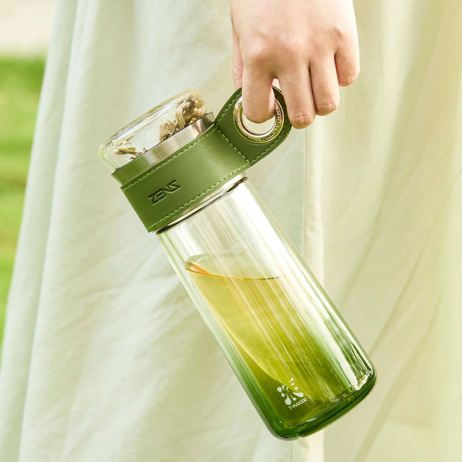 10 Oz Portable Tea Maker for Tea-Water Separation Gradient Green