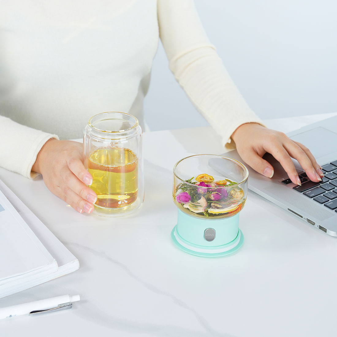 Smart Tea Maker for Loose Tea Lover Gift 9 Oz Cup Blue