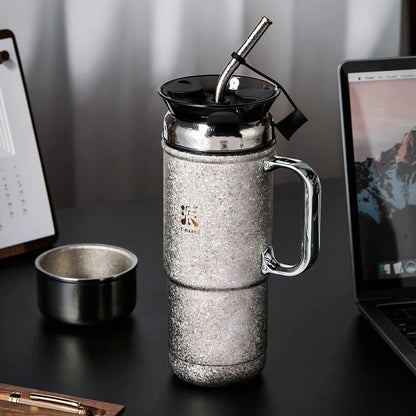 20 Oz On-the-Go Pure Titanium Tea Tumbler Vacuum Insulated Silver