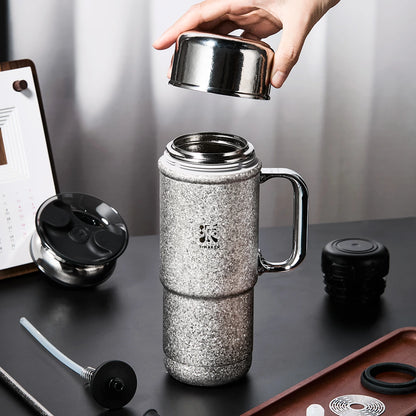 20 Oz On-the-Go Pure Titanium Tea Tumbler Vacuum Insulated Silver