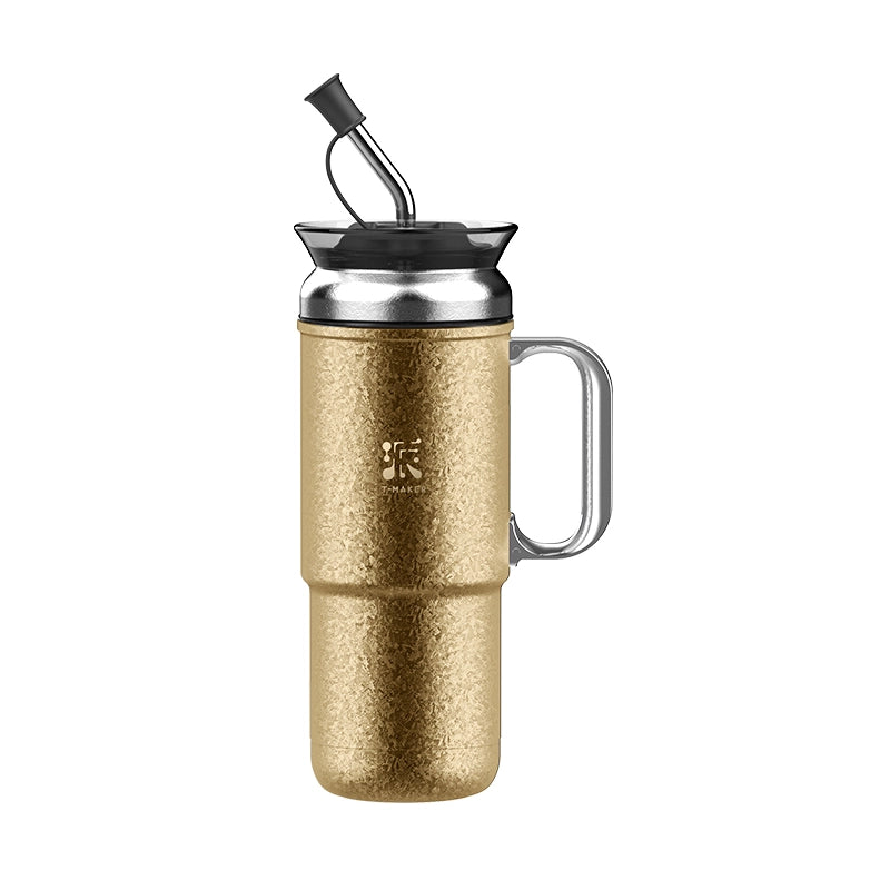 20 Oz Travel Pure Titanium Tea Tumbler Vacuum Insulated Golden