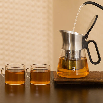 Glass Infuser Teapot 23 Oz with 2 Cups for Hot Tea Diffusers