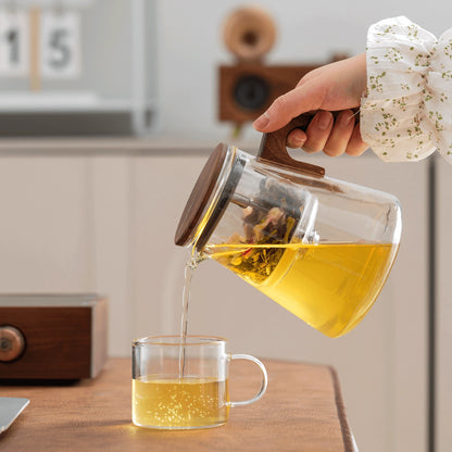 Magnetic Tea Pot 27 Oz with Infuser Walnut Wood Handle
