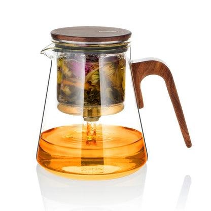 Magnetic Tea Pot 27 Oz with Infuser Walnut Wood Handle
