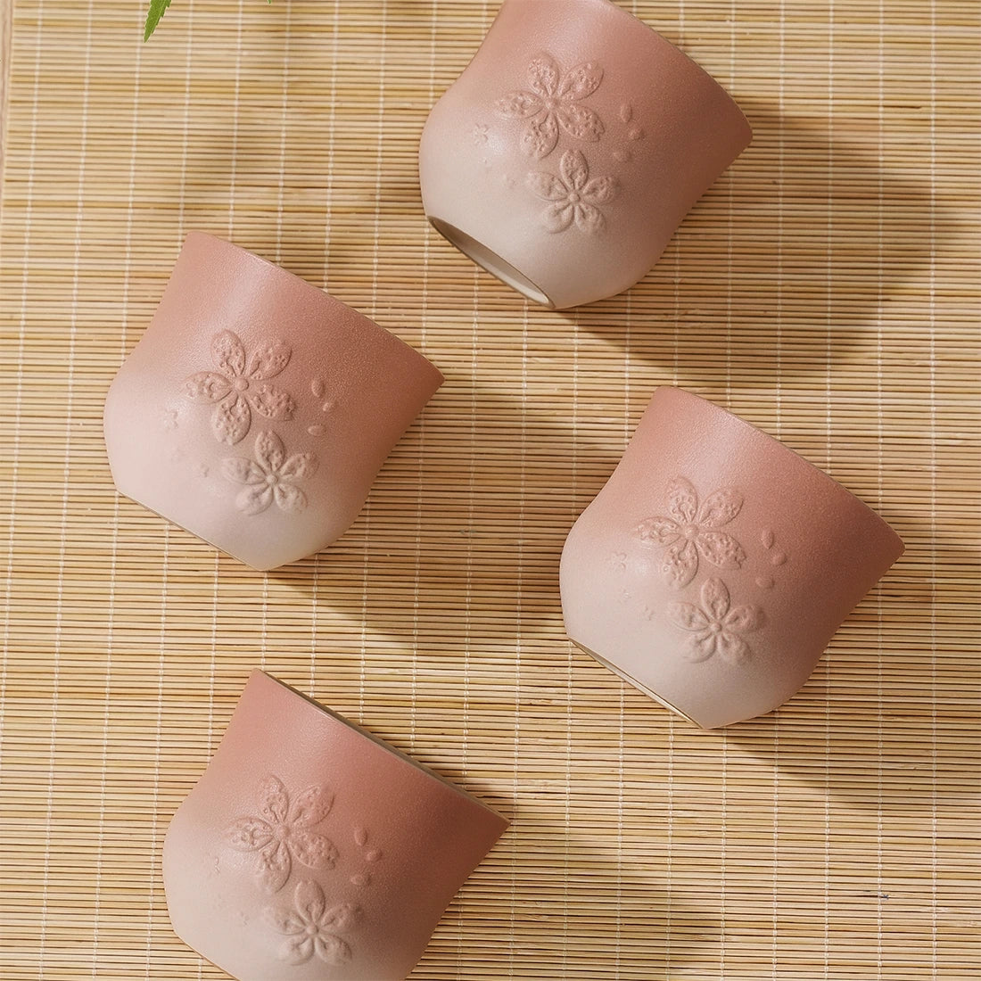Matte Japanese Tea Cups Set 6.8 Oz Sakura Design Pink