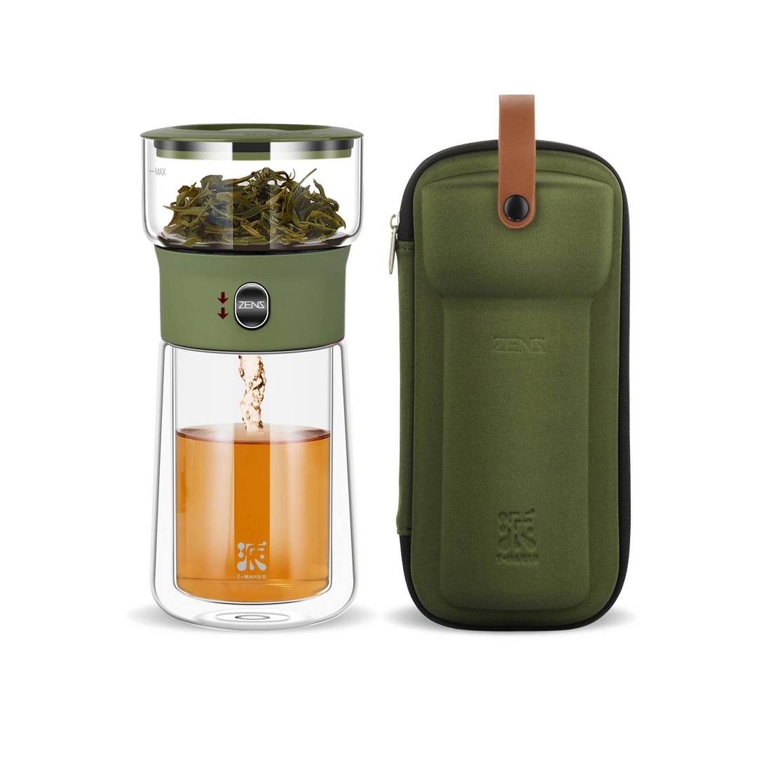 Smart Tea Maker with 9 Oz Tea Cup &amp; Modern Bag Army Green