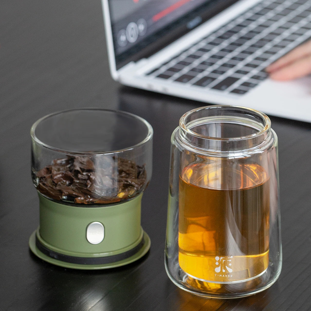 Smart Tea Maker with 9 Oz Tea Cup &amp; Modern Bag Army Green
