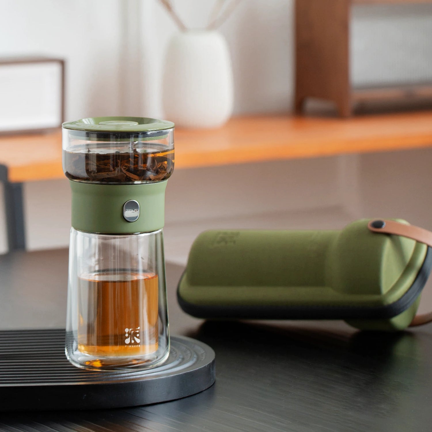 Smart Tea Maker with 9 Oz Tea Cup &amp; Modern Bag Army Green