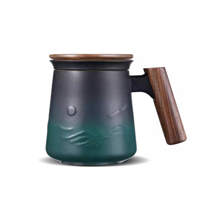 Tea Strainer Cup &amp; Infuser 14.5 Oz Black &amp; Army Green